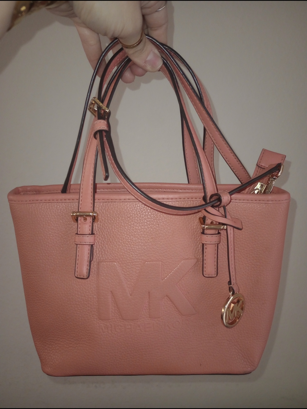 Michael Kors Pebbled Sherbert XS Carryall Tote with Gold Hardware - Picture 1 of 13